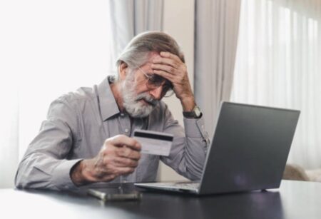 A senior avoiding internet scams